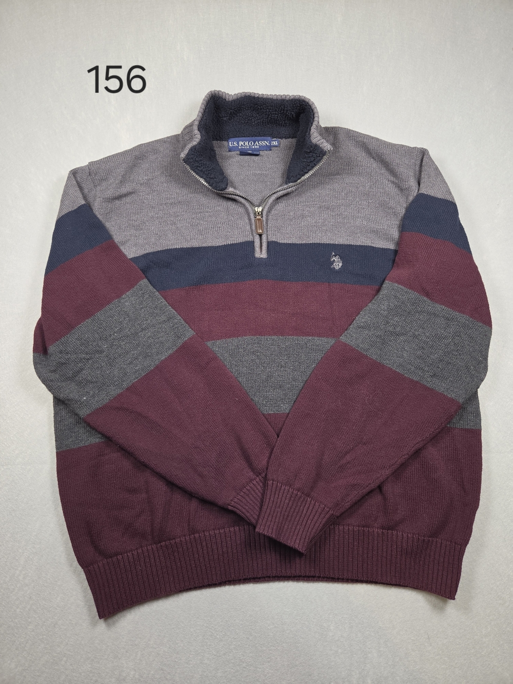 U.S. Polo Assn. Men's 2XL Colorblock Quarter-Zip Sweater